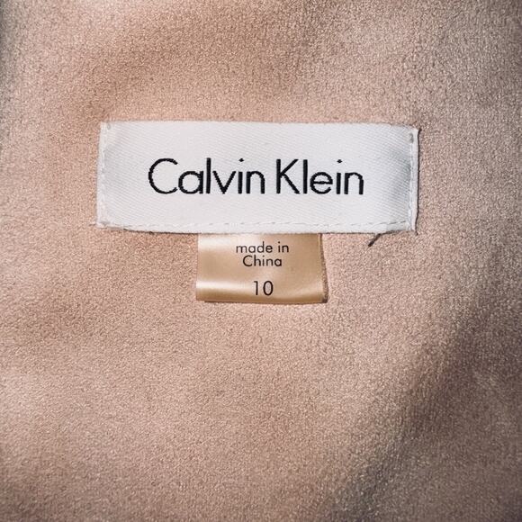 Calvin Klein 10 Pink Faux Suede Sheath Flare Dress Sleeveless Lined Preppy Boho - Picture 6 of 6
